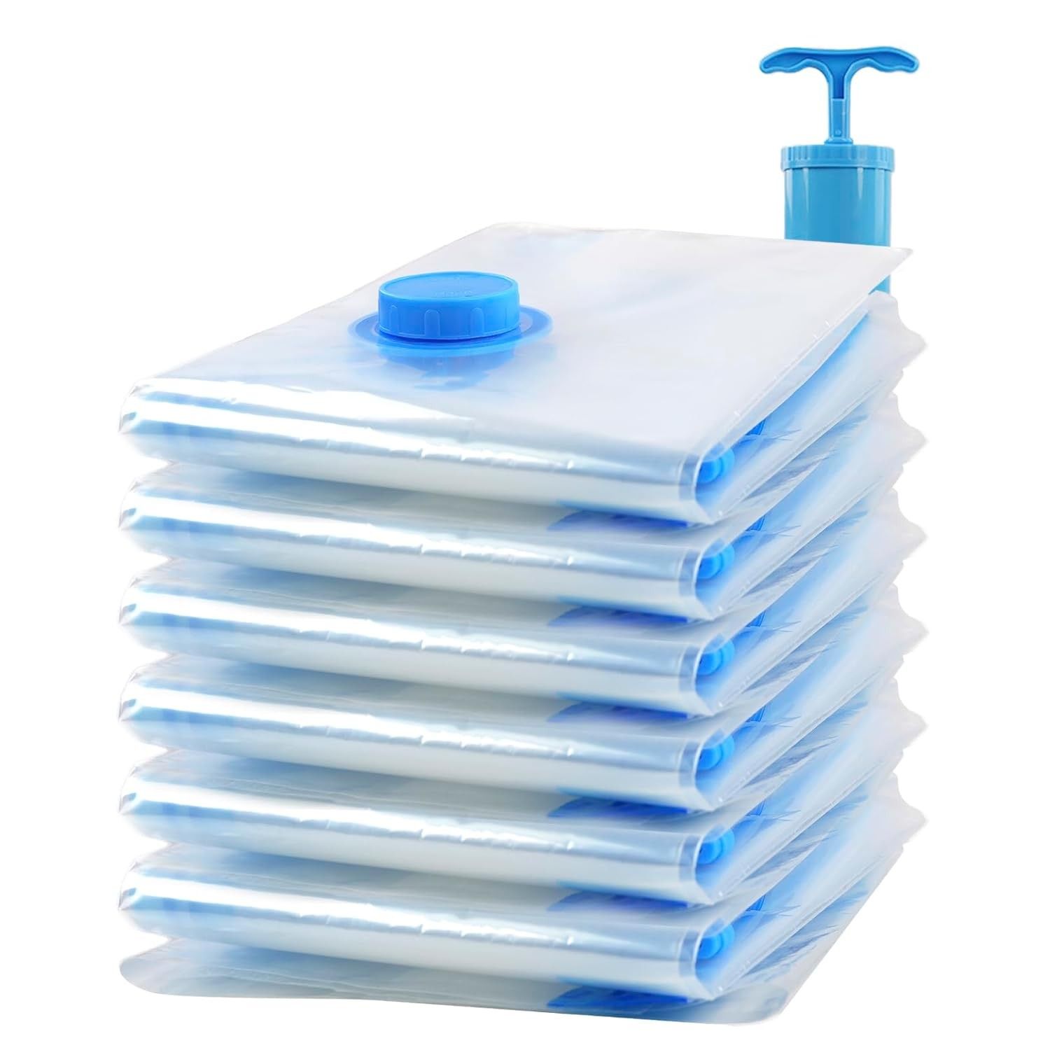 Pacote com 6 Sacos de Vácuo para Roupas e Cobertores com Bomba Manual - Economize Espaço com Proteção Total