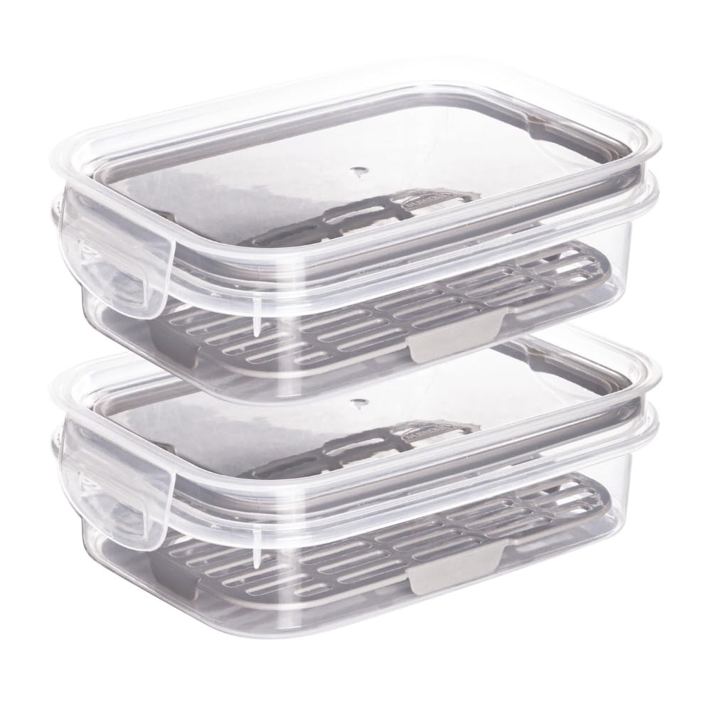 Kit 2 Potes Herméticos com Escorredor Plastil 500ml - BPA Free, Ideal para Frios e Petiscos