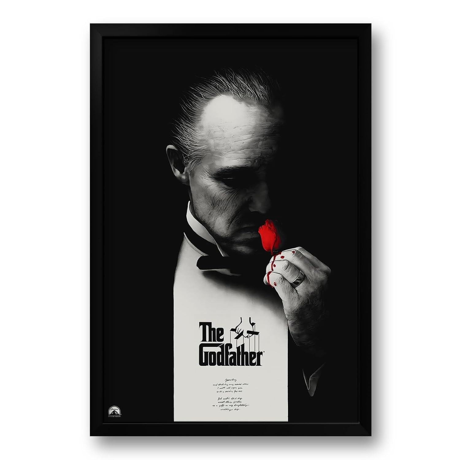 Quadro The Godfather - O Poderoso Chefão 40x60cm - Moldura Preto Fosco com Impressão Eco-Solvente
