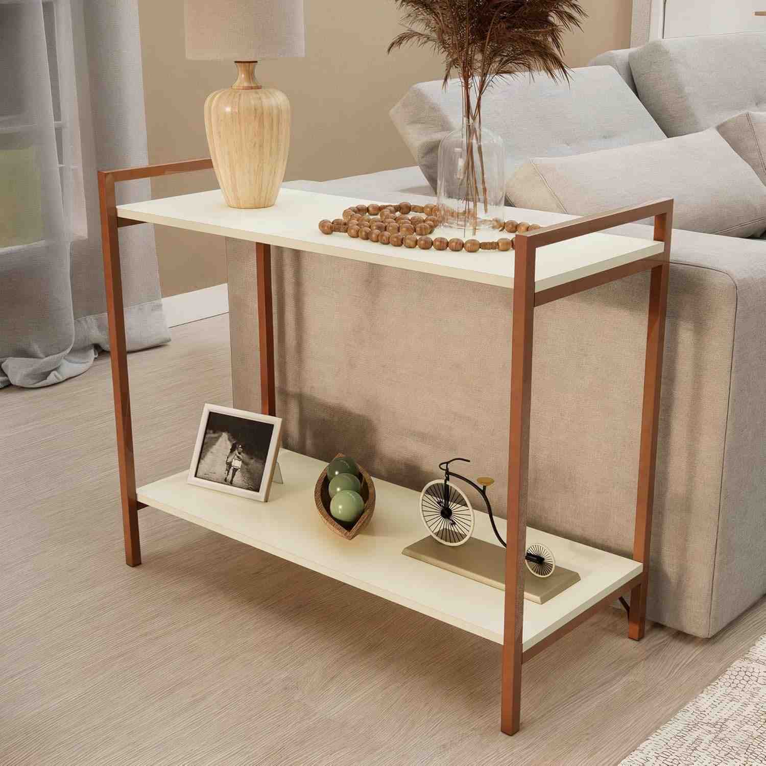 Balcão Aparador Moderno 80cm com Estrutura em Cobre - Ideal para Sala de Estar e Ambientes Compactos