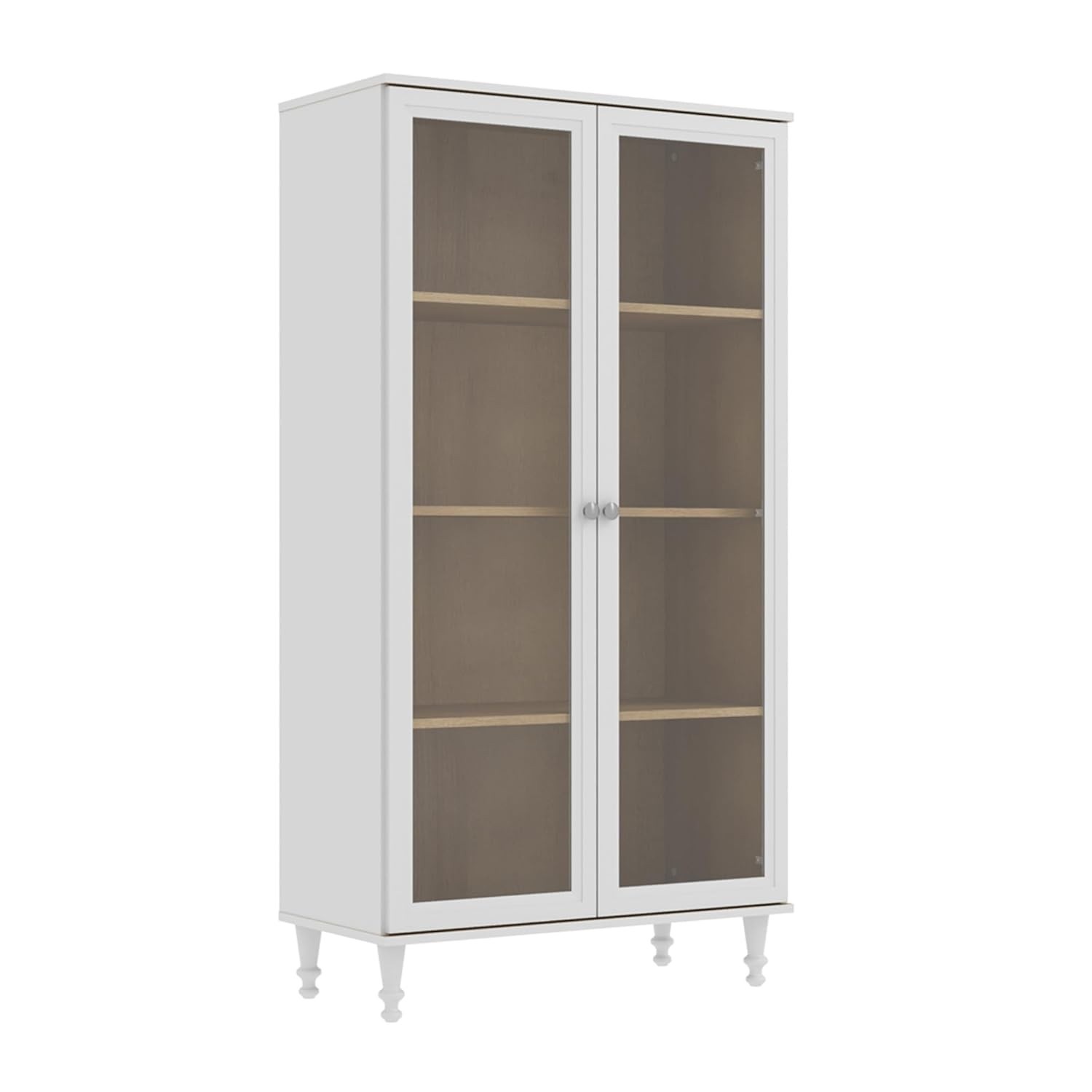 Cristaleira Estante para Livros Ditália 2 Portas com Vidro - Design Moderno em Branco