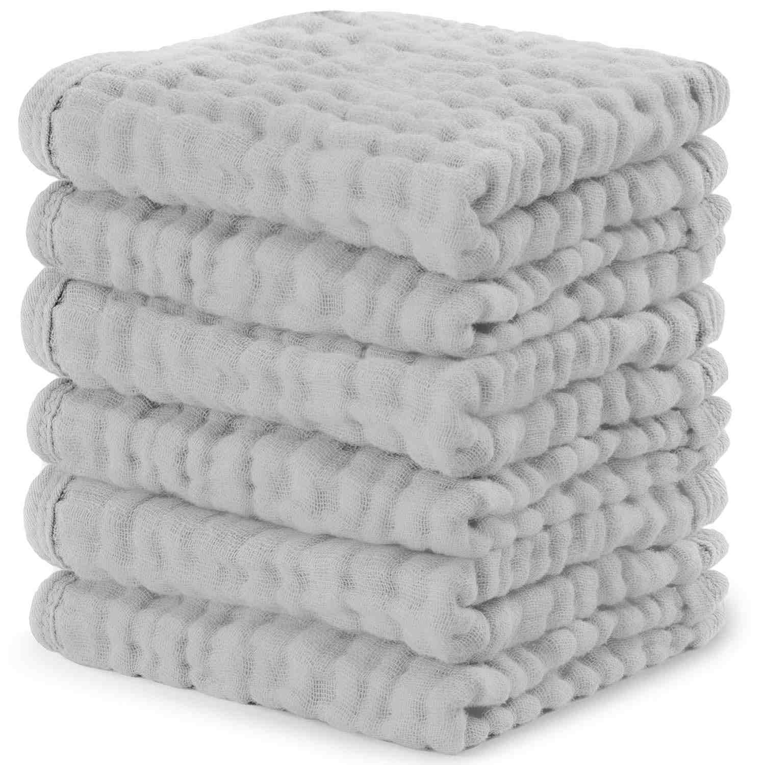 Comfy Cubs - Pacote com 6 Toalhas de Musselina Premium para Bebês | 6 Camadas de Algodão Macio e Absorvente