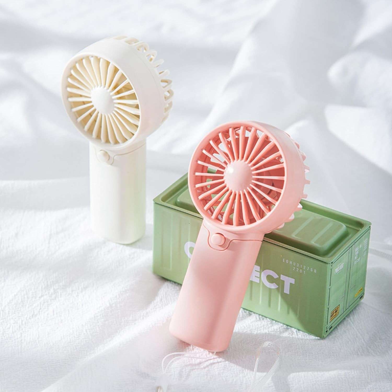 Mini Ventilador Portátil Rosa com Cordão - Ultra Silencioso e Compacto