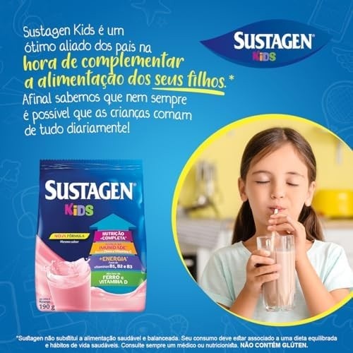 Sustagen Kids Complemento Alimentar Morango Sachê 190G