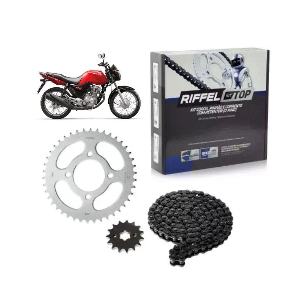 Kit Relação Completa Riffel CG 160 Titan/Fan/Cargo 44Z/15Z com Corrente Oring 428HO - Aumente a Performance da Sua Moto!