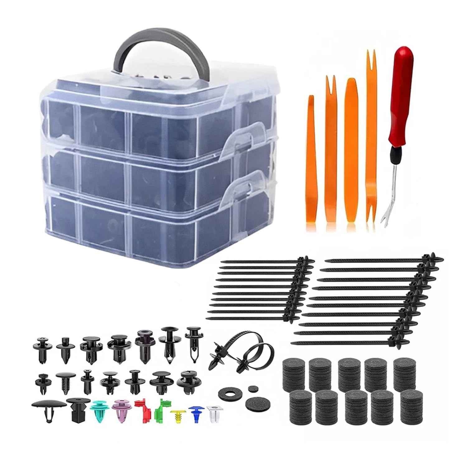 Kit 900 Peças Presilhas e Fixadores Automotivos: Reparo Completo para Para-choque, Portas e Painéis
