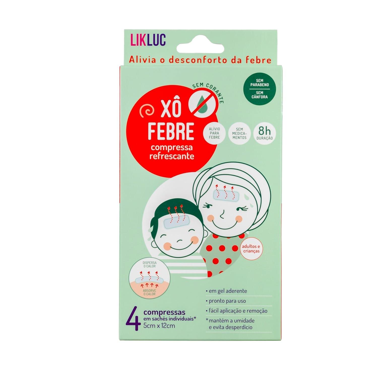 Likluc Xô Febre - Compressas Refrescantes para Alívio Natural da Febre e Dores