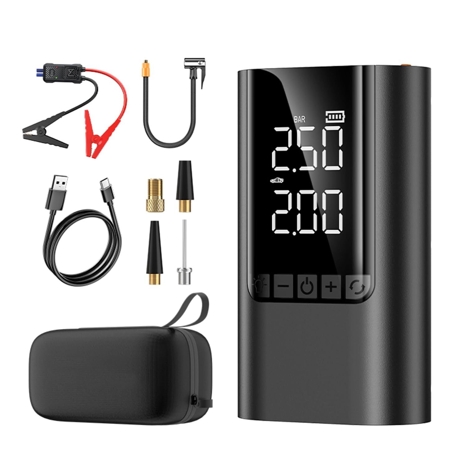 Auxiliar de Partida Veicular 6000mAh: Partida Rápida, Compressor de Ar e Lanterna LED