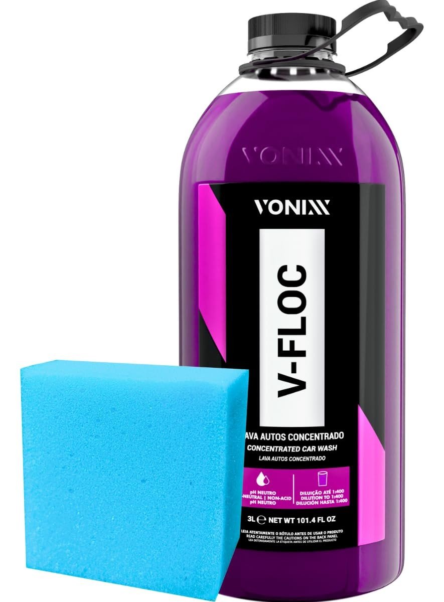 Shampoo Lava Autos Concentrado Neutro V-Floc 3L Vonixx: Limpeza Profissional e Brilho Intenso