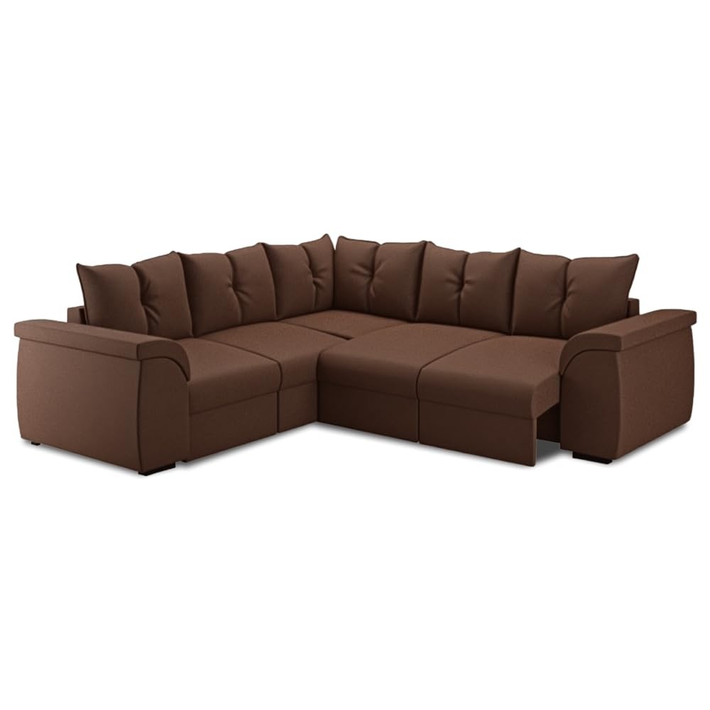 Sofá de Canto 5 Lugares com Retráteis Qatar Suede Marrom - Conforto e Estilo para sua Sala