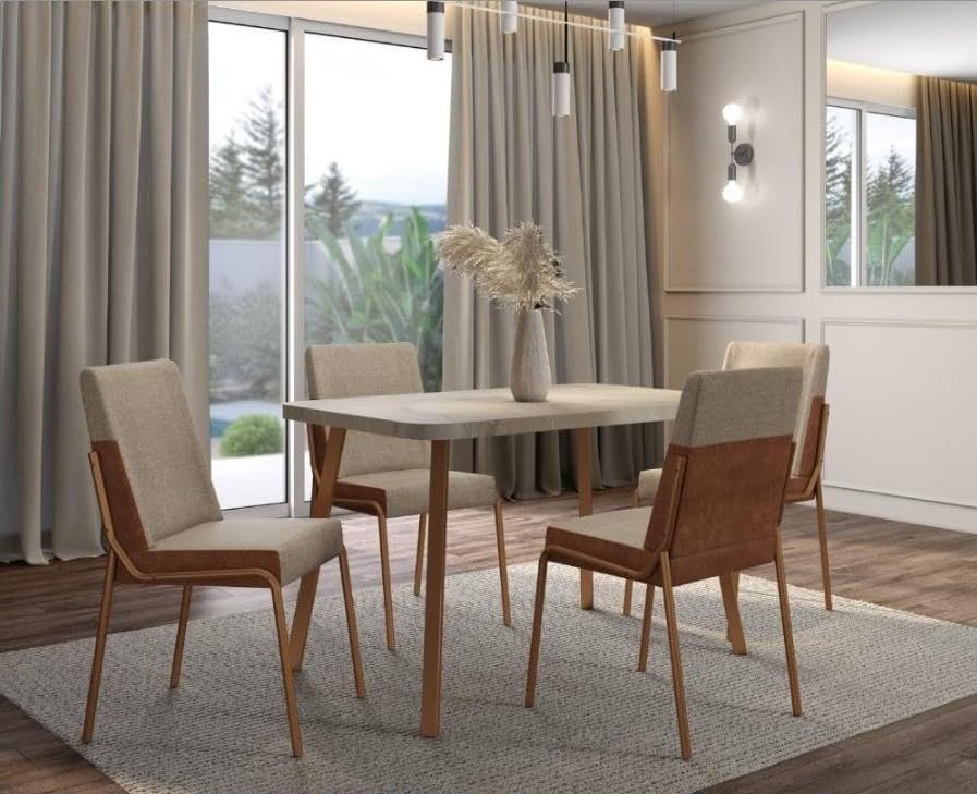 Conjunto Sala de Jantar 4 Cadeiras San Lorenzo - Design Moderno e Conforto