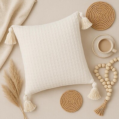 Kit Capa de Almofada Boho com Pompom 45x45cm - Estilo e Conforto