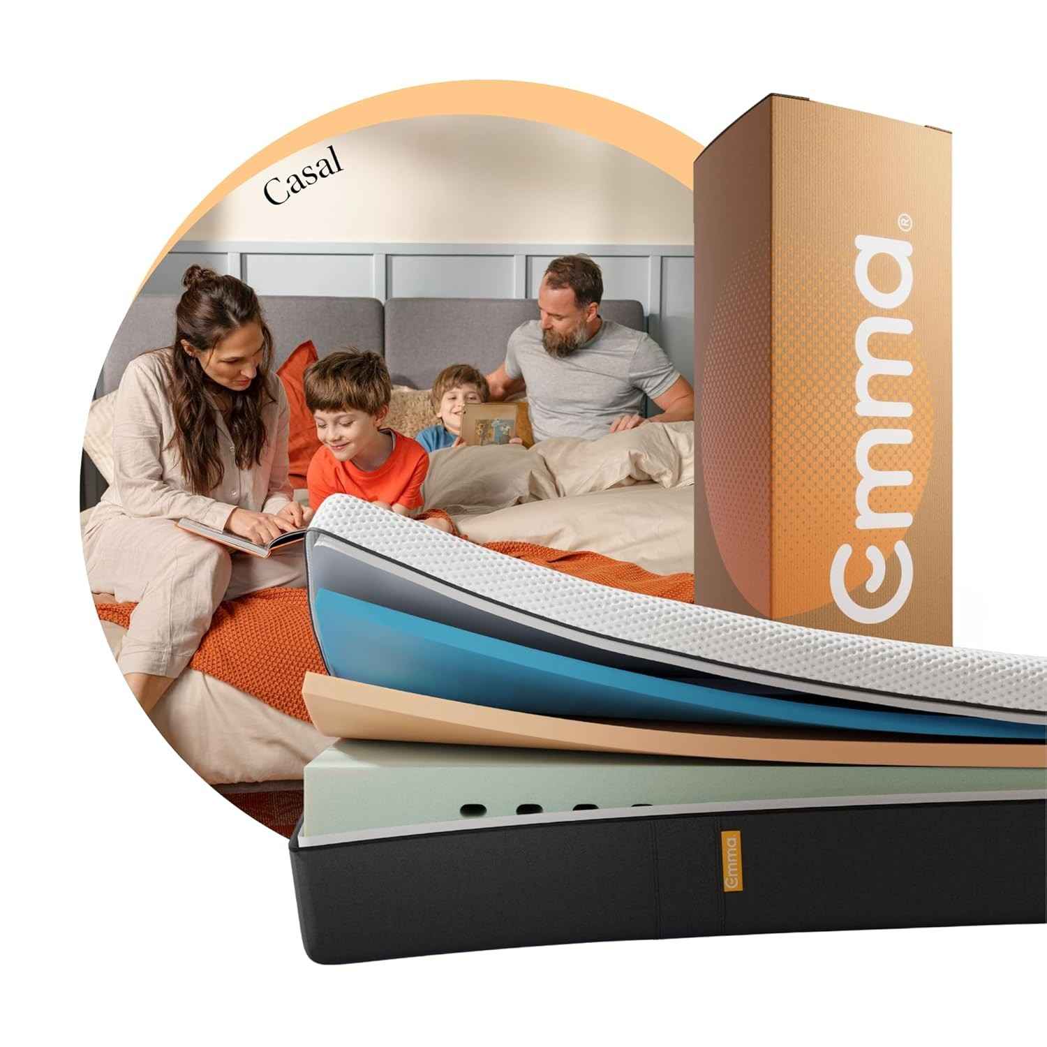 Colchão Casal Emma Original - Conforto Ergonômico com 10 Anos de Garantia (138x188cm)