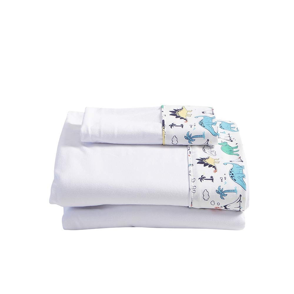 Conjunto de Lençol para Carrinho Biramar Baby 3 Peças Malha Dinossauro Antialérgico