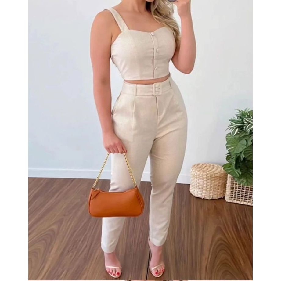 Conjunto Feminino Linhão 2 Peças com Cinto: Estilo e Conforto