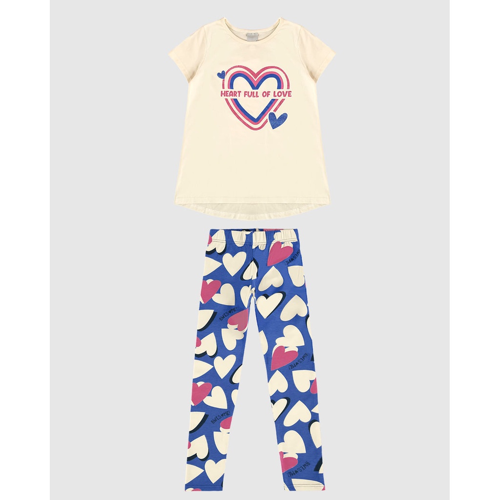 Conjunto Malwee: Blusa Heart & Legging Divertida!