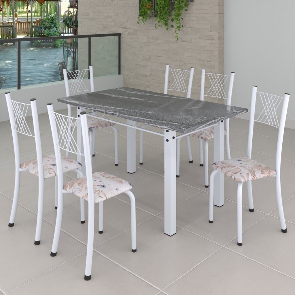 Conjunto Mesa Granito Topázio + 6 Cadeiras Sara