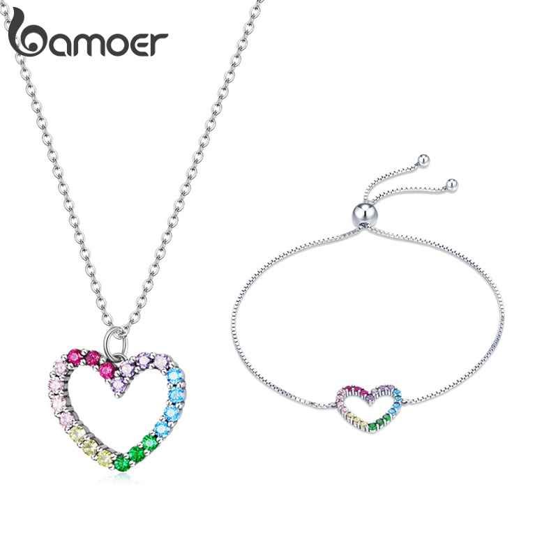 Conjunto Prata 925 Bamoer: Colar e Pulseira Encantadores
