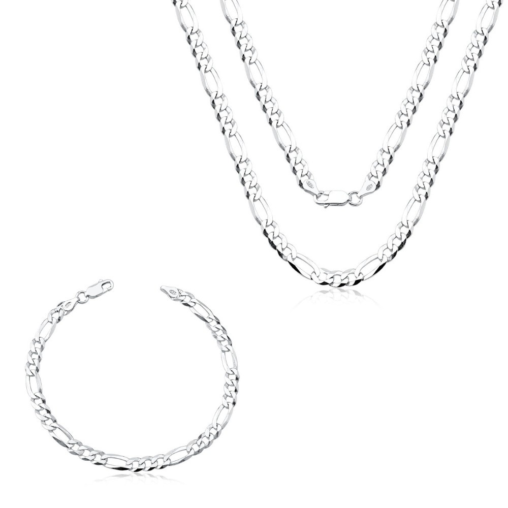 Conjunto Prata 925 Grumet: Corrente + Pulseira 60cm