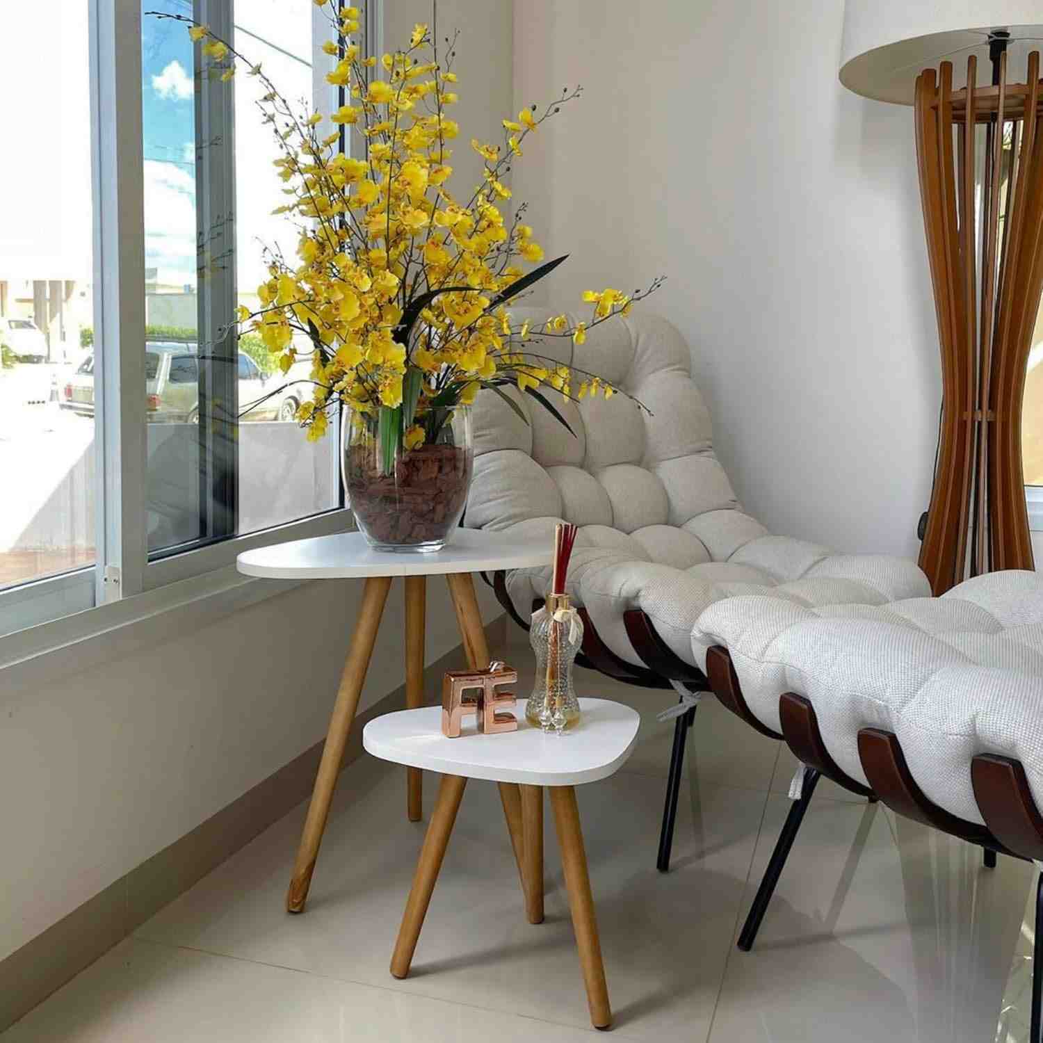Conjunto de Mesinhas Canto com Tampo Orgânico - Branco ou Preto | Decoração Moderna e Funcional