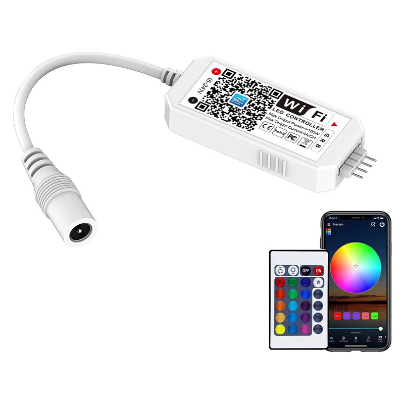 Controlador de LED Sem Fio 12V/24V RGB com App para Android e iOS – 24/44 Teclas e Bluetooth