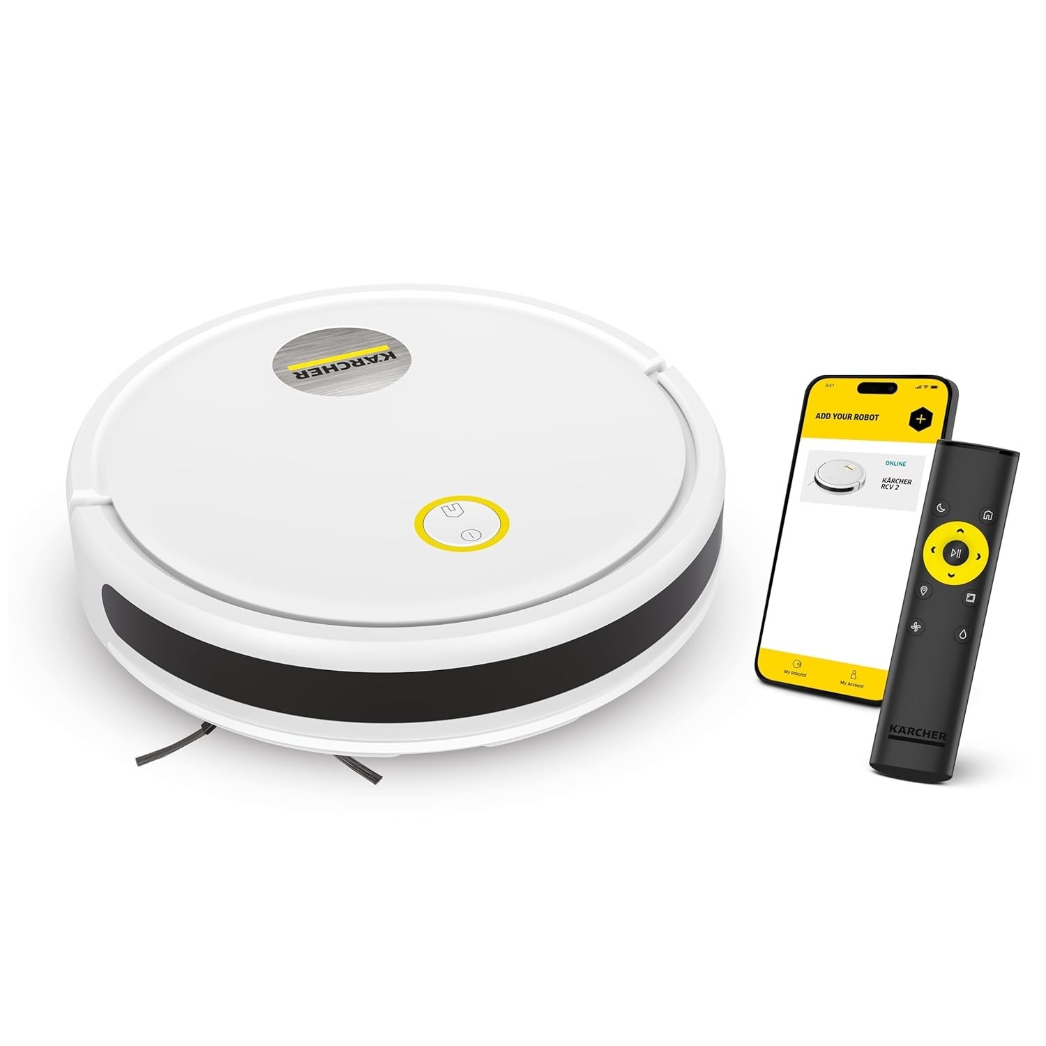 Kärcher RCV 2 Robô Aspirador Inteligente com Controle Remoto e App - Aspira e Passa Pano