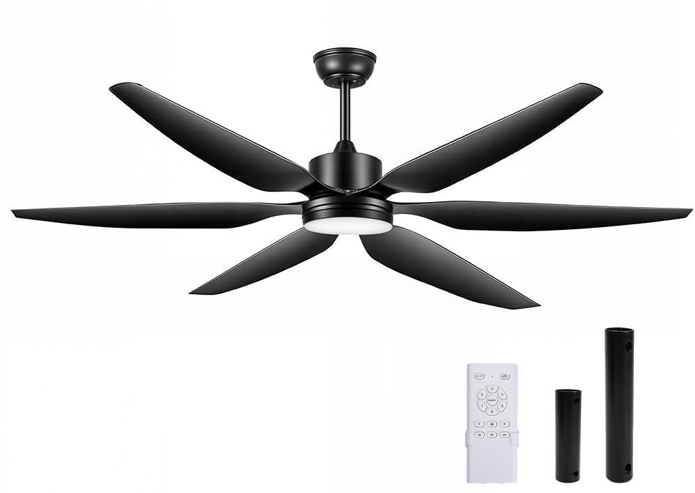 Ventilador de Teto 54" com Luz LED e Controle Remoto - 6 Velocidades, Motor Silencioso e Design Moderno