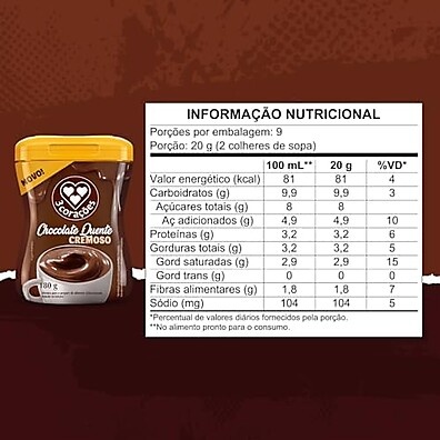 3 Corações Chocolate Quente Cremoso: Sabor Intenso 180g