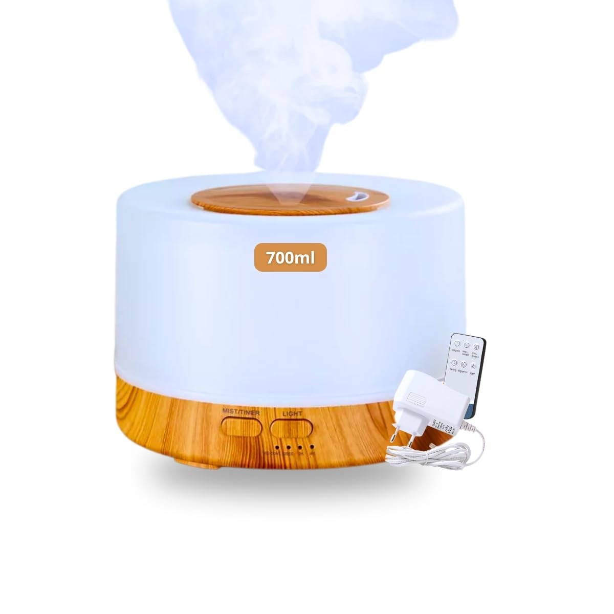 Umidificador Difusor Aromatizador com LED 7 Cores - 700ml, Silencioso, Bivolt