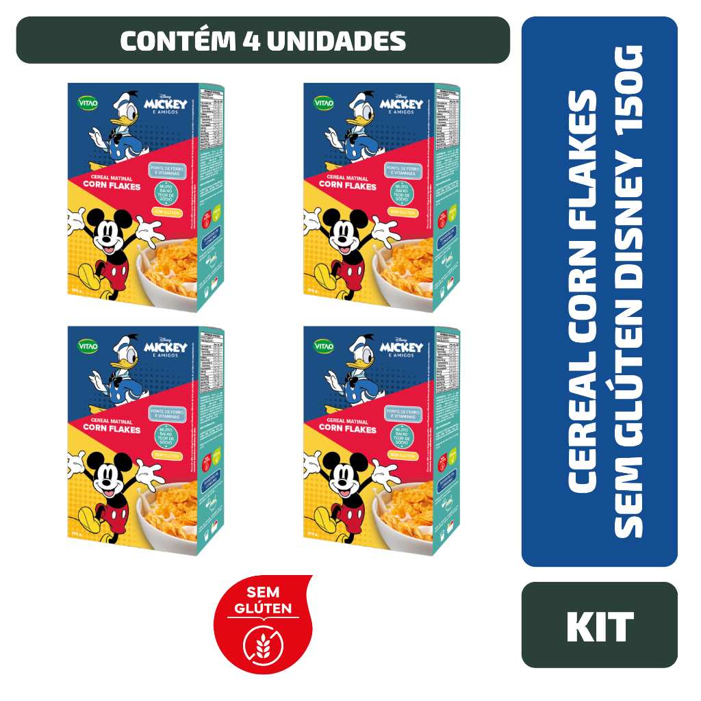 Corn Flakes Disney Sem Glúten: Kit com 4 Unidades