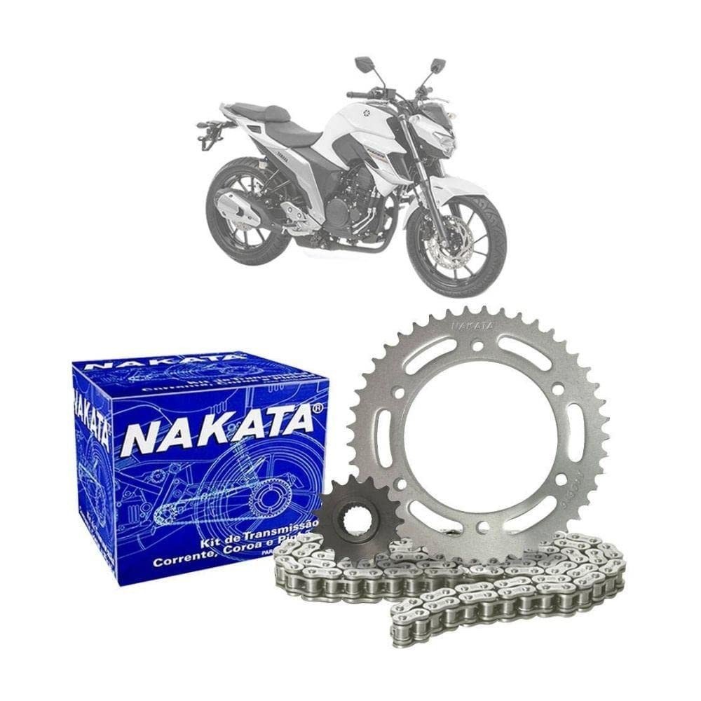 Kit Relação Nakata Yamaha Fazer 250 (2005-2010) - Coroa 45D, Pinhão 15D e Corrente Aço 1045