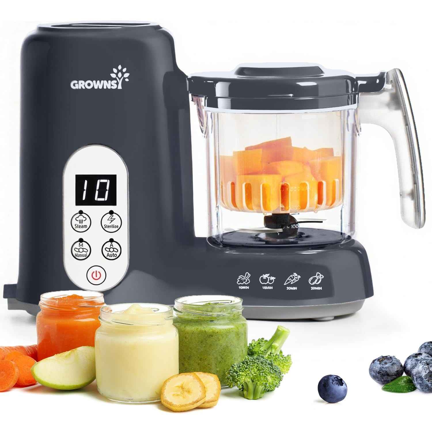 Grownsy Máquina de Alimentos para Bebês com Cozimento a Vapor e Processador - Nutrição Saudável em Uma Etapa