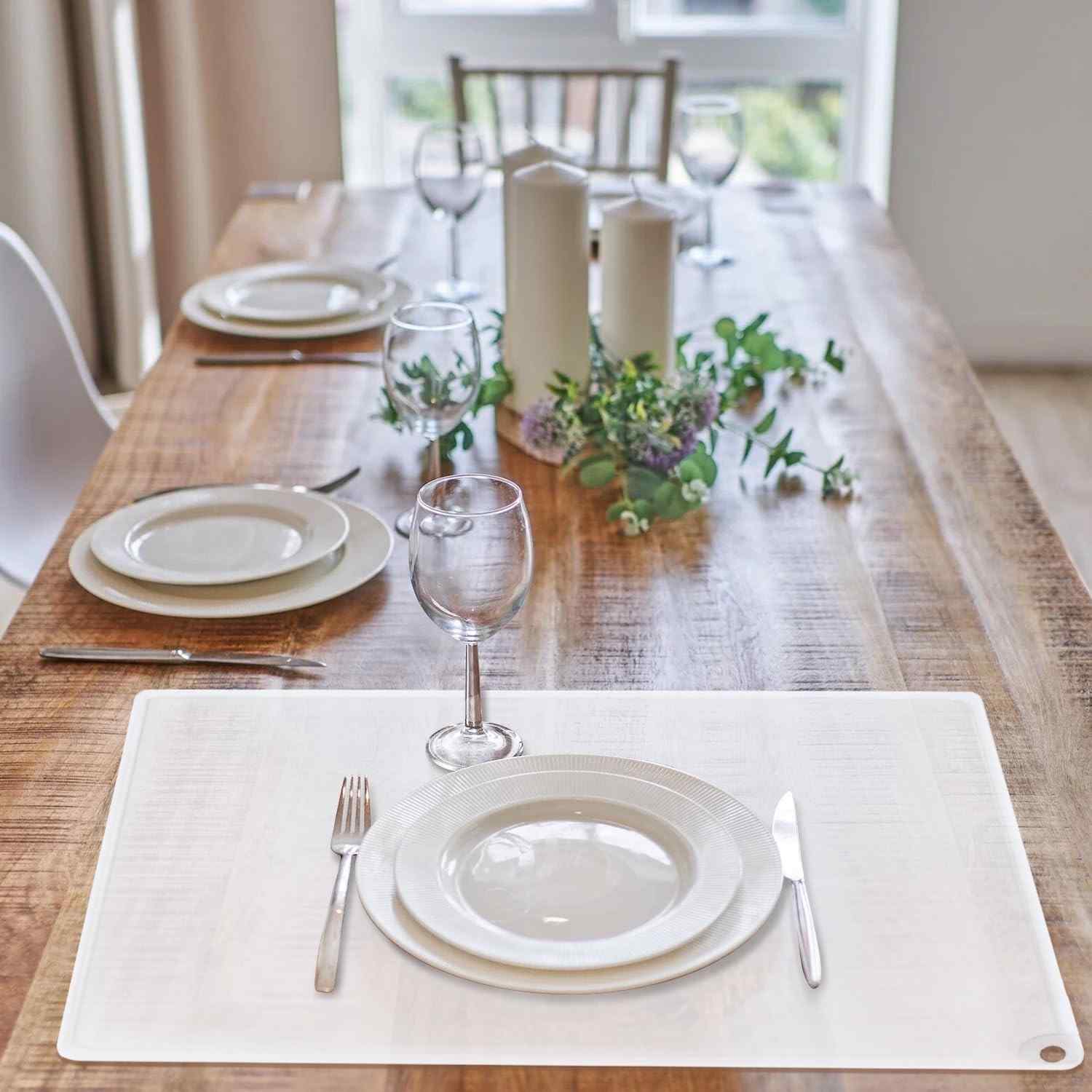 Tapete de Silicone Transparente para Cozinha - Antiderrapante com Borda Elevada, Protetor de Bancada e Mesa