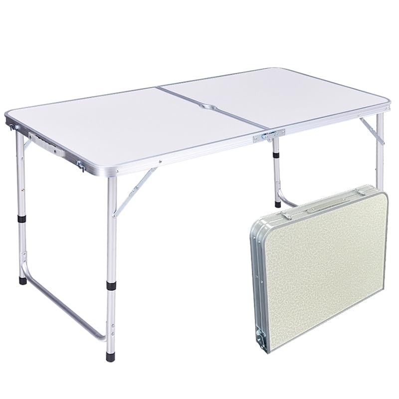 Mesa Dobrável em Maleta Portátil 120x60x70cm - Alumínio Resistente para Camping, Cozinha e Área Externa
