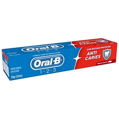 Creme Dental Oral-B 1-2-3 Anticáries 70g: Proteção Total para Seus Dentes