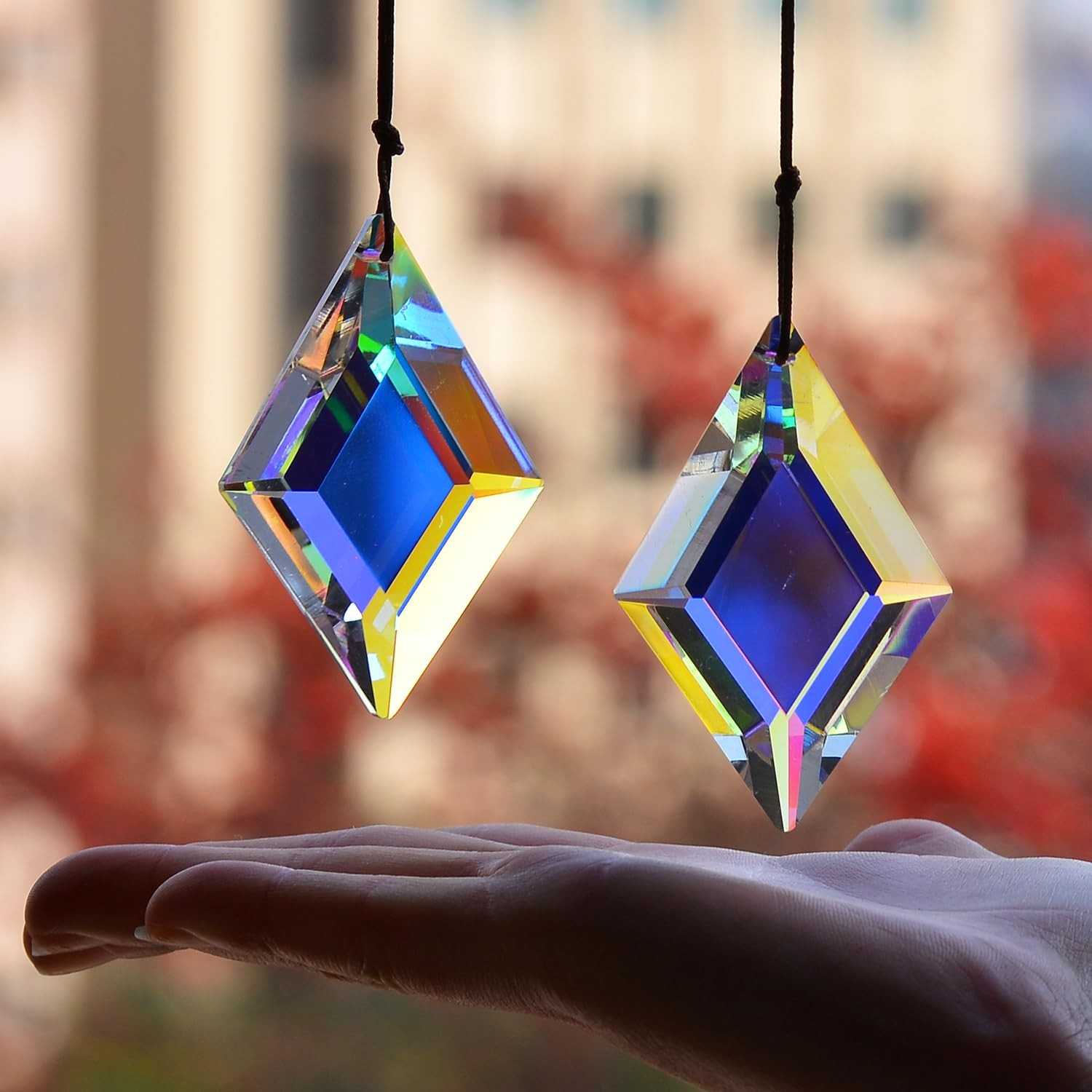 Prismas Apanhadores de Sol de Cristal Geométrico - Decoração com Arco-Íris para Janelas e Ambientes