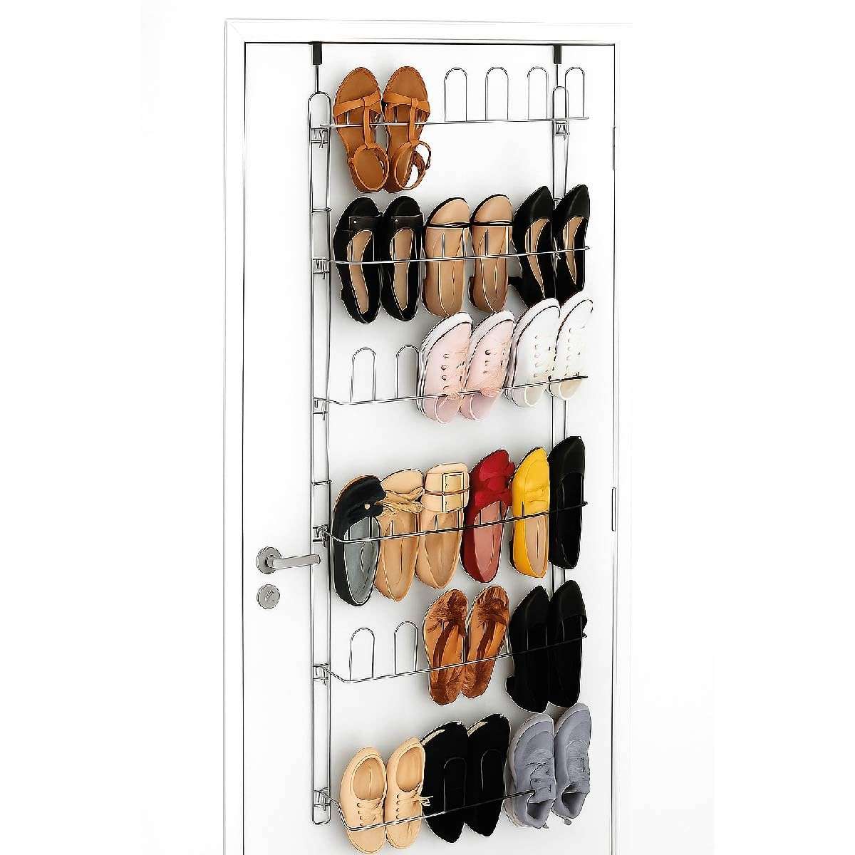 Sapateira de Porta ou Parede em Aço Cromado - 21 Pares, 42 Divisórias | Organização Inteligente e Durabilidade
