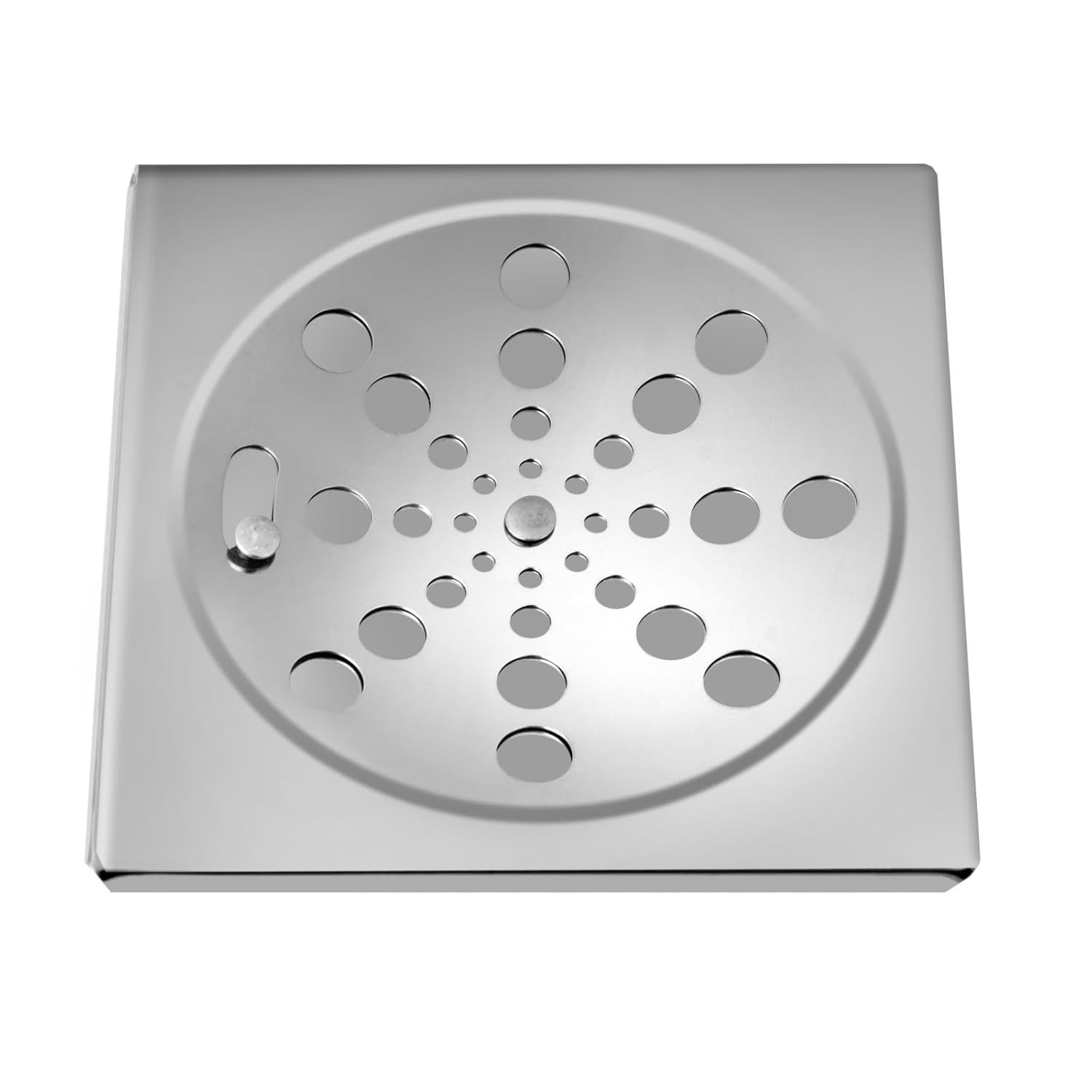Ralo Grelha Inox Quadrado 15x15cm com Fecho Cromado Triplo - Design Moderno e Anti-Odor