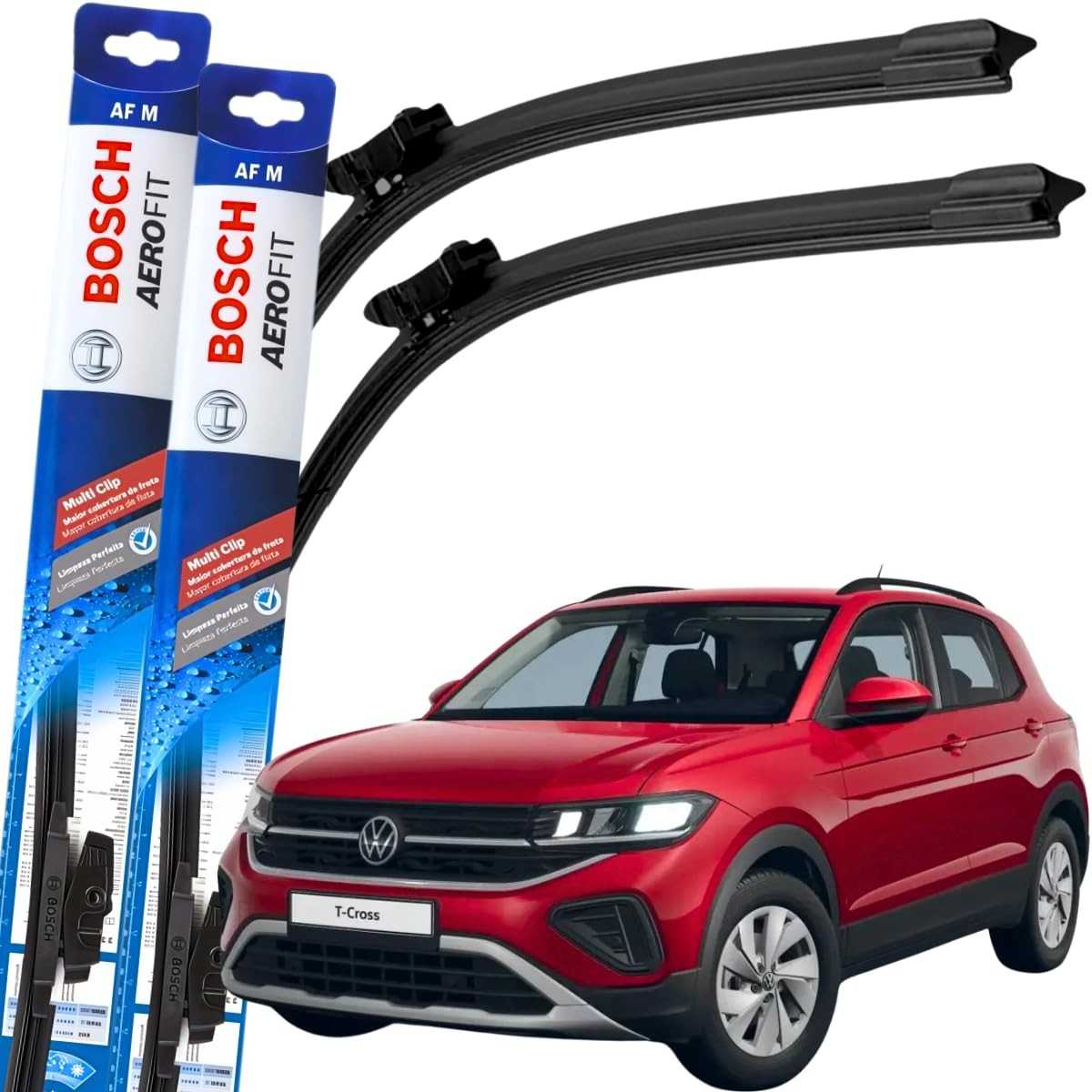 Par Palheta Limpador Parabrisa Bosch Multiclip Original T-Cross 2019-2025