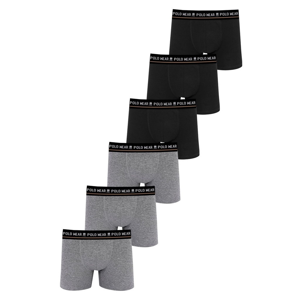 Cueca Boxer Algodão Polo Wear: Kit 6 Unidades