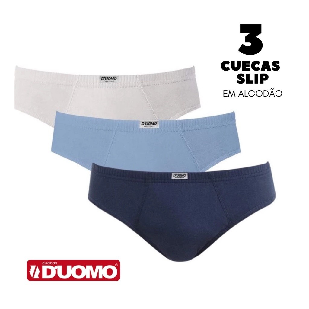 Cuecas Slip Duomo Algodão: Conforto em Kit com 3!