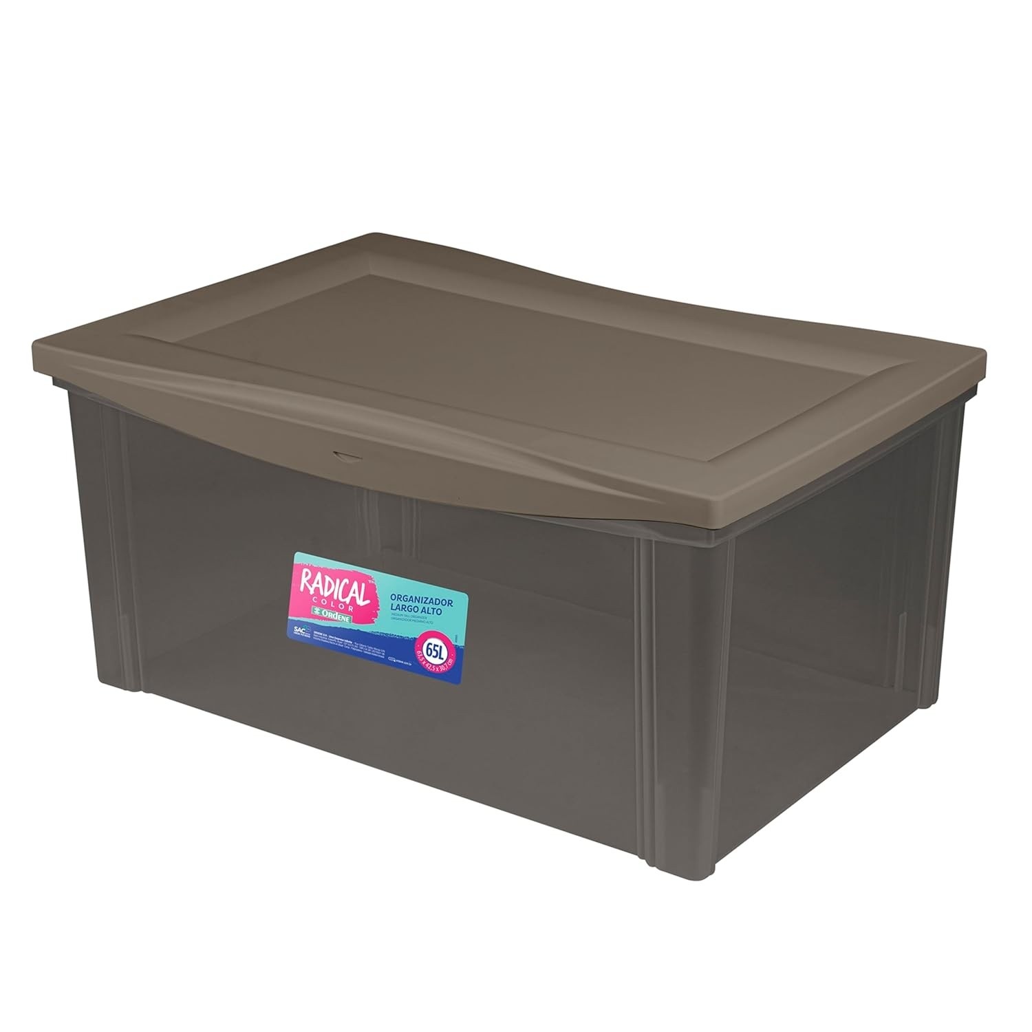Caixa Organizadora Plástica 65L com Tampa Click - Modelo Camurça da Linha Radical