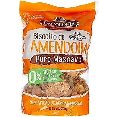 Biscoito Amendoim DaColônia: Doce Mascavo, Sem Lactose/Glúten