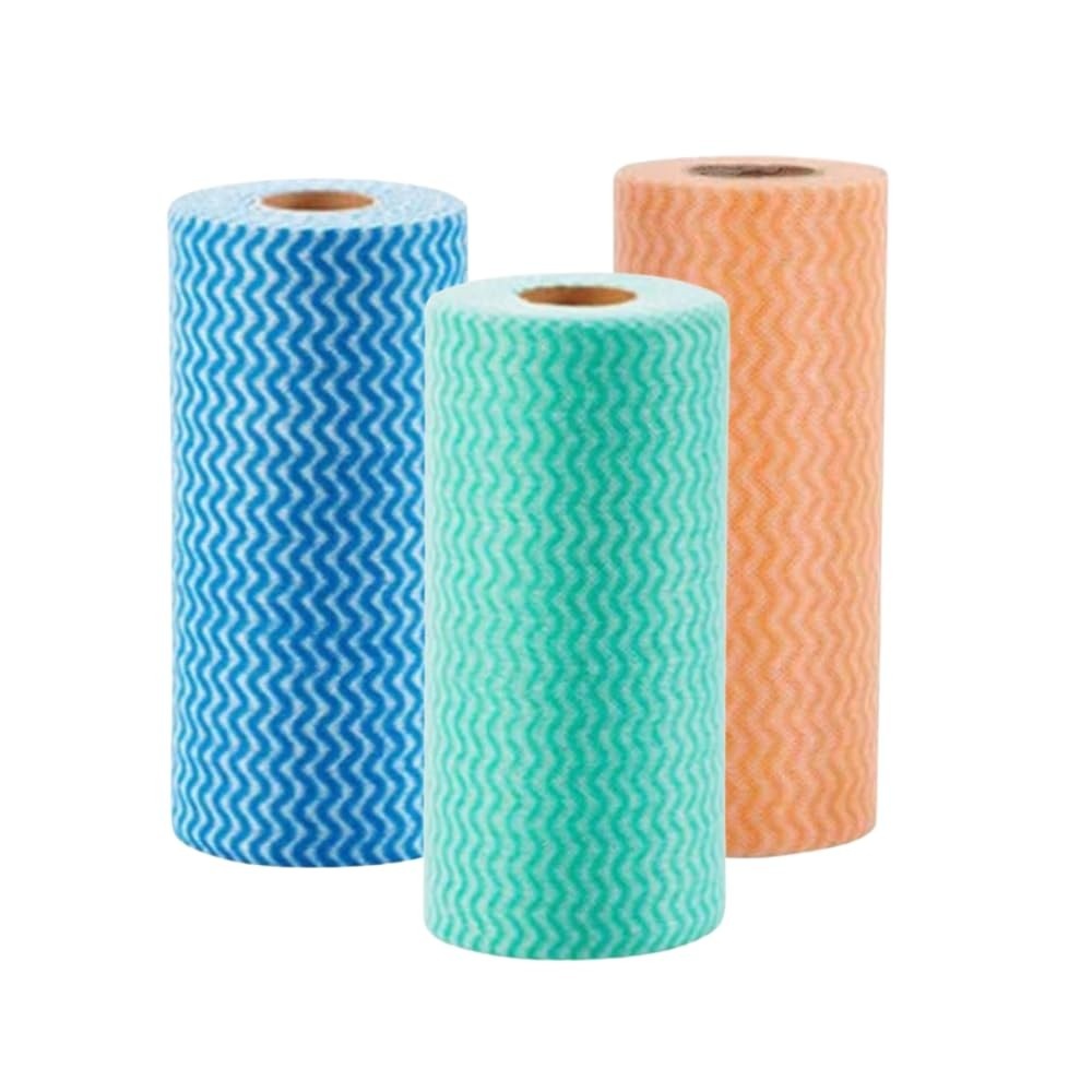 Conjunto 2 Rolos de Pano Multiuso Reutilizável 100 Unidades 25x30cm - Lavável e de Secagem Rápida