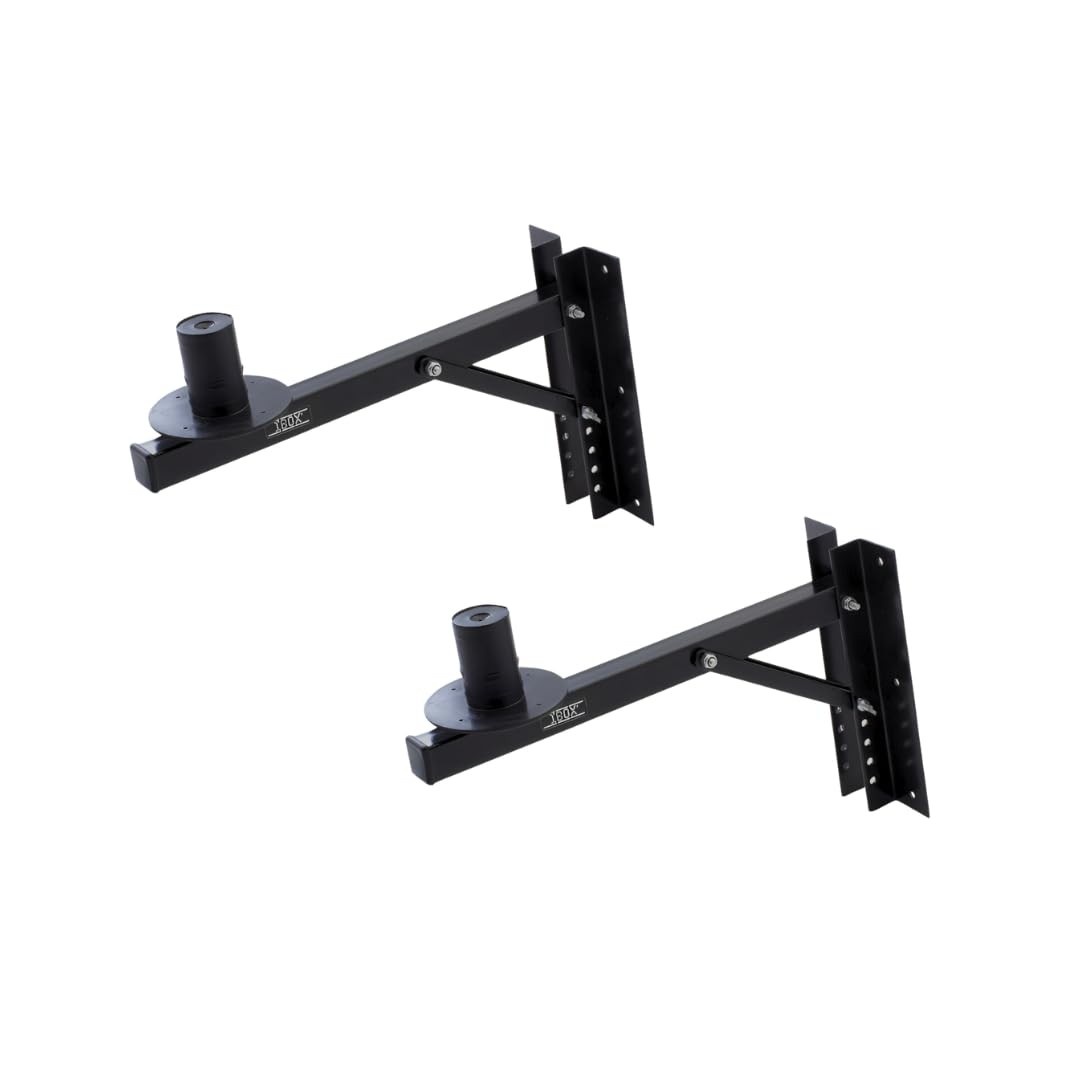 Suporte de Parede Premium para Caixas de Som: 2 Unidades, Aço Resistente (35kg), Ajustável e Elegante Preto