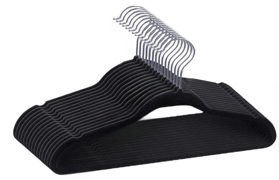 Kit 50 Cabides de Veludo 360° Antideslizante - Organize seu Guarda-Roupa com Estilo