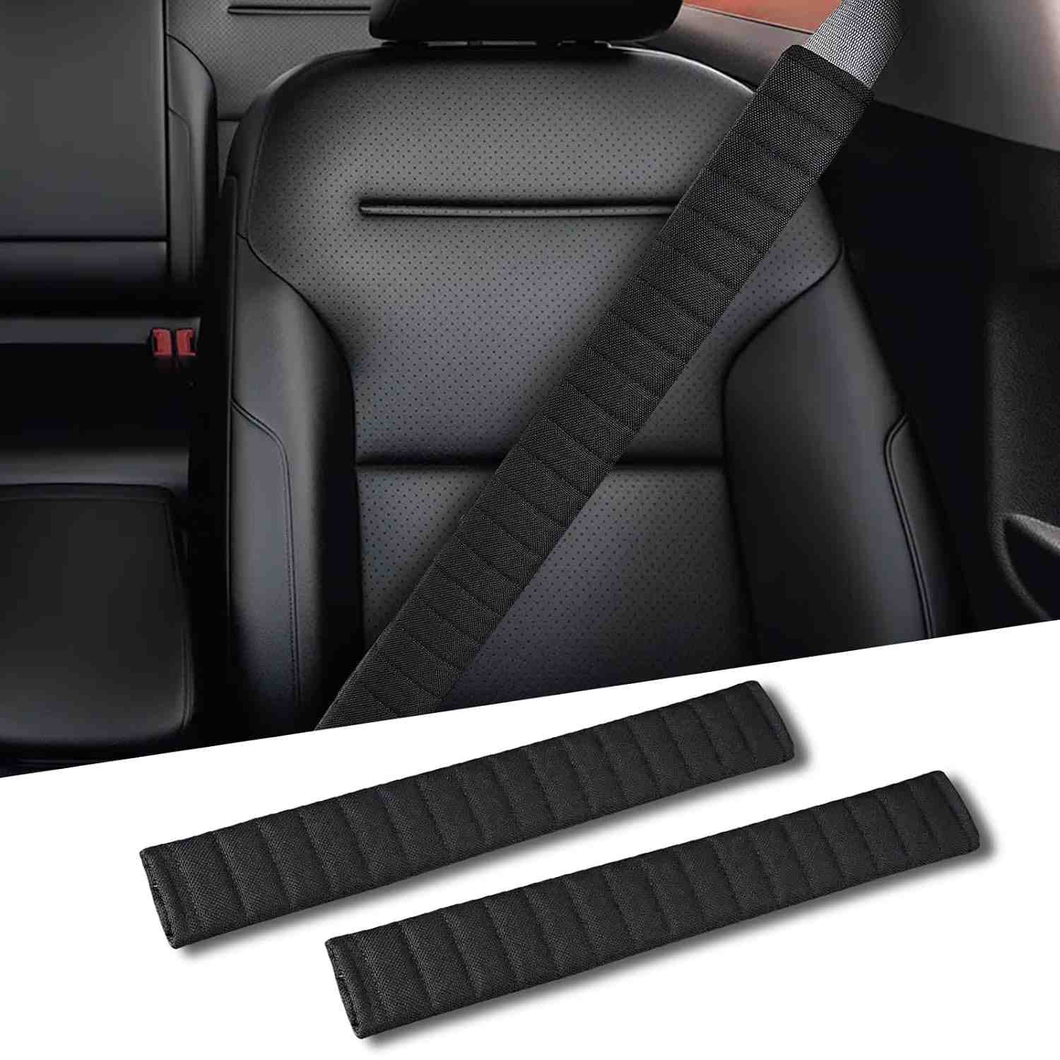 Kit 2 Capas Extralongas para Cinto de Segurança 65cm - Conforto e Estilo para SUV, Caminhões e Mais (Preto)