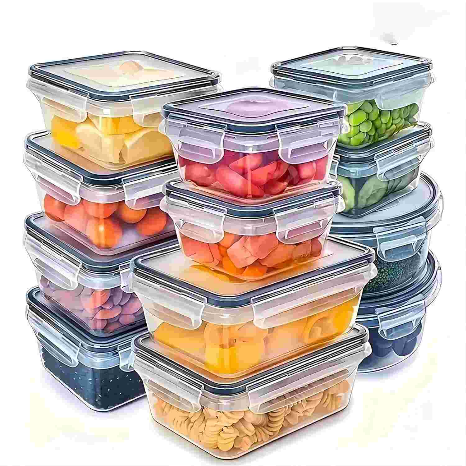 Conjunto de 4 Recipientes Herméticos para Armazenamento de Alimentos - Seguro para Micro-ondas e Lava-louças