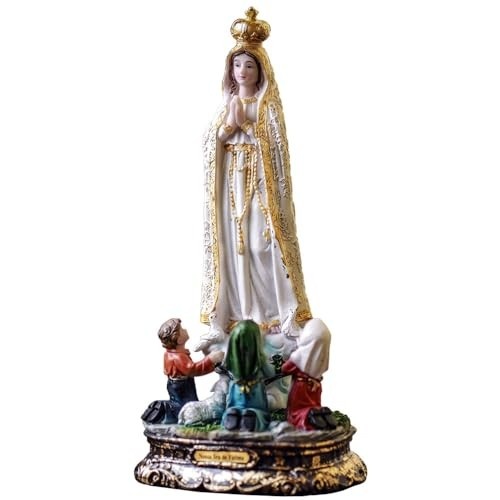 Imagem de Nossa Senhora de Fátima com Pastores em Resina - 30cm - Importada