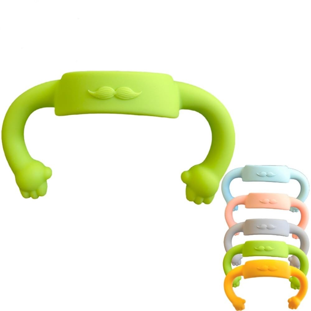 Pacote com 5 Alças de Silicone para Mamadeiras - Design Colorido e Seguro para Autoalimentação